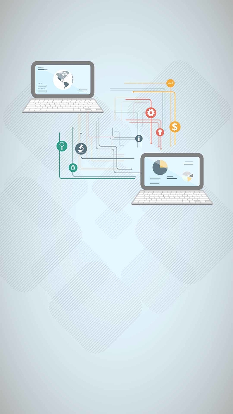 簡約與科技的交融 探索灰色扁平化筆記本電腦信息圖表H5設(shè)計